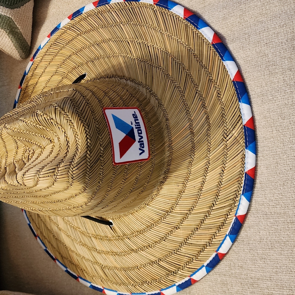 Valvoline Straw Hat with Red, Blue, and White Trim